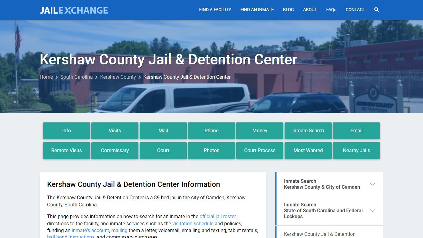 Kershaw County Jail & Detention Center, SC Inmate Search, Information